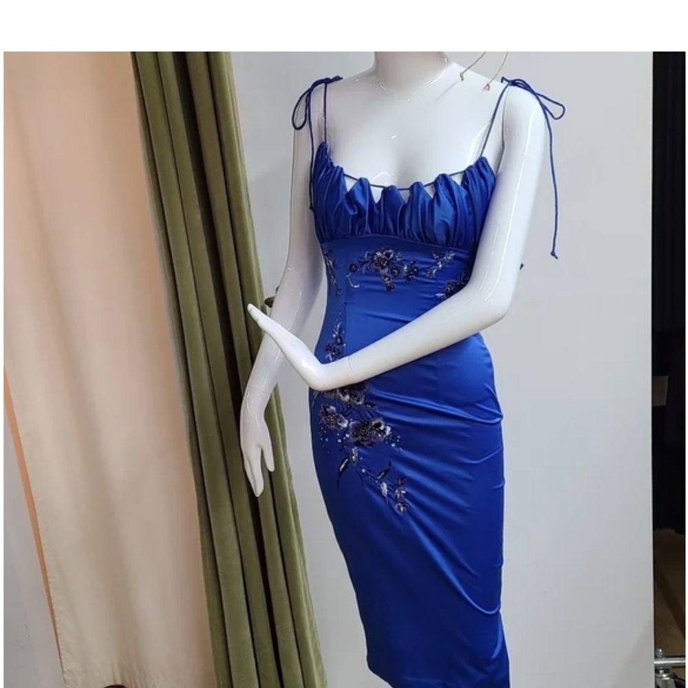 Elegant Blue embellished Dress - Picture 2 of 5
